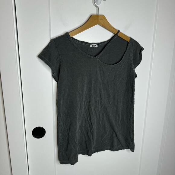 LNA Desert Crew Distressed Washed Gray Cotton T-shirt Size Small - Picture 2 of 5